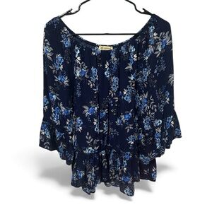 Democracy Navy Blue Floral Top